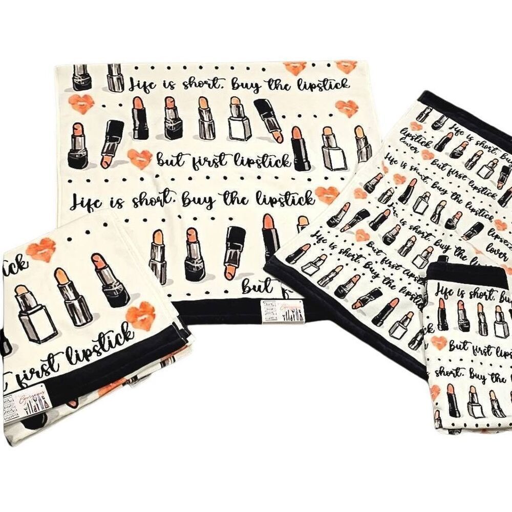 Kassafina,"Life Is Short, Buy The Lipstick/But First Lipstick Bath Towel Set